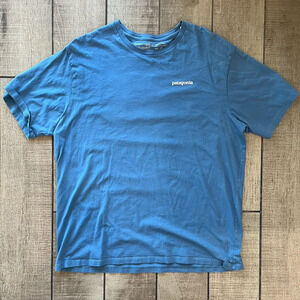Patagonia Organic Cotton Logo T-Shirt Blue Size L Regular Fit Responsibili-Tee